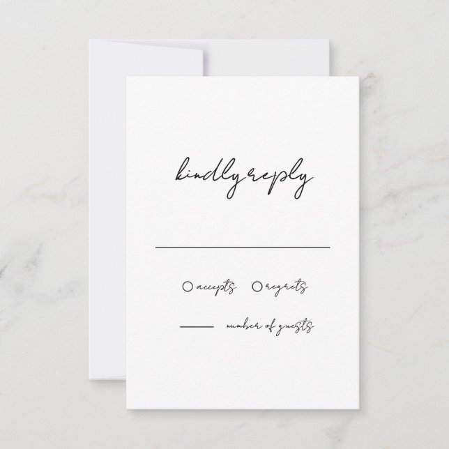 Minimalistische Schwarz-Weiß-Hochzeit RSVP Karte (Vorderseite)
