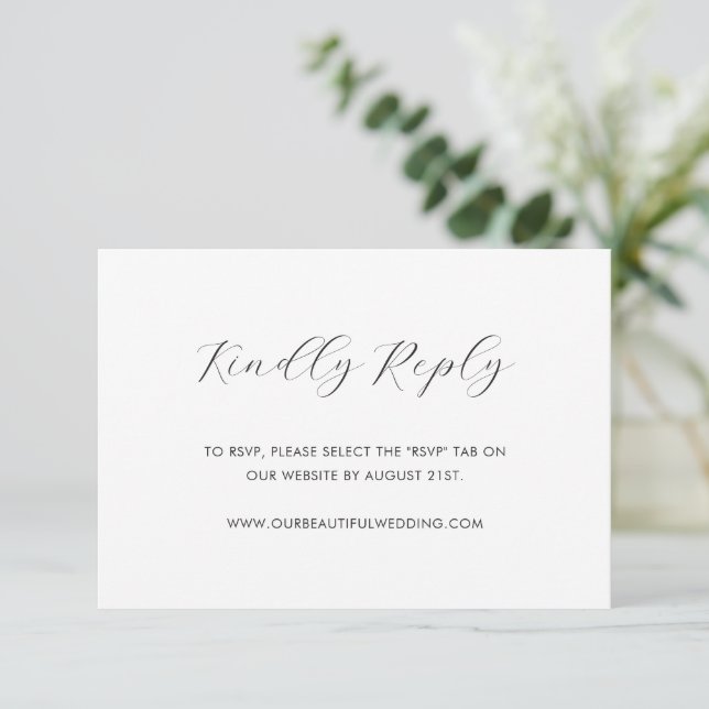 Minimalistische Schwarz-Weiß-Hochzeit RSVP Karte (Stehend Vorderseite)