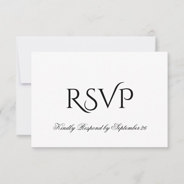 Minimalistische Schwarz-Weiß-Hochzeit RSVP Karte (Vorderseite)