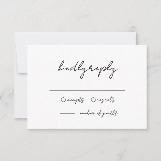 Minimalistische Schwarz-Weiß-Hochzeit RSVP Karte (Vorderseite)