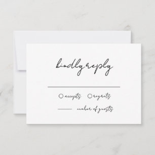 Minimalistische Schwarz-Weiß-Hochzeit RSVP Karte