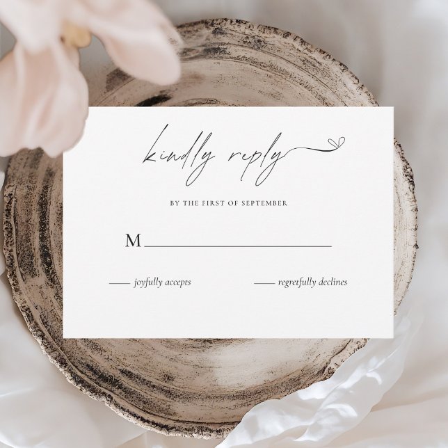 Minimalistische Schwarz-Weiß-Hochzeit RSVP Karte (Von Creator hochgeladen)