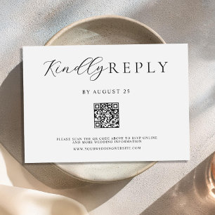 Minimalistische Schwarz-Weiß-Hochzeit RSVP Karte