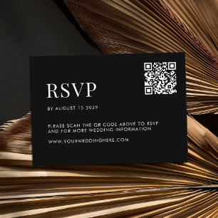 Minimalistische Schwarz-Weiß-Hochzeit RSVP Karte