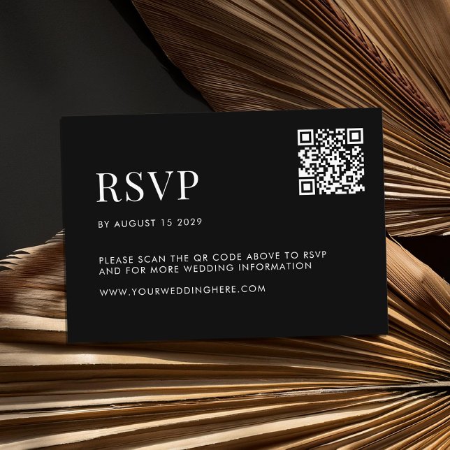 Minimalistische Schwarz-Weiß-Hochzeit RSVP Karte (Von Creator hochgeladen)