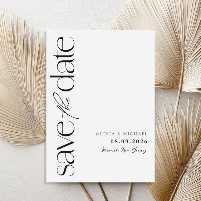Minimalistische Schwarz-Weiß-Hochzeit Save The Date (Von Creator hochgeladen)