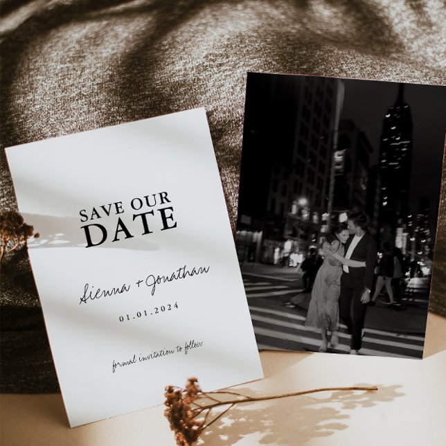 Minimalistische Schwarz-Weiß-Hochzeit Save The Date (Von Creator hochgeladen)