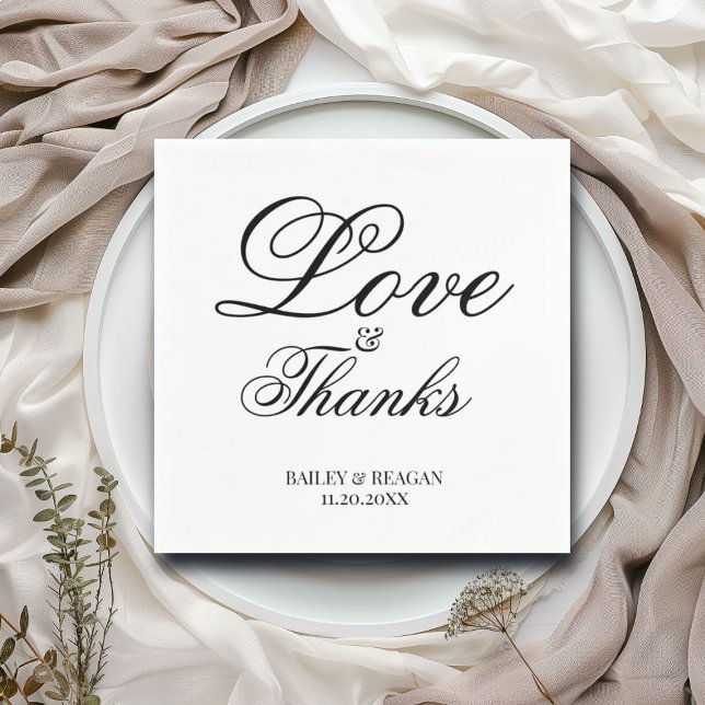 Minimalistische Schwarz-Weiß-Hochzeit Serviette (Von Creator hochgeladen)