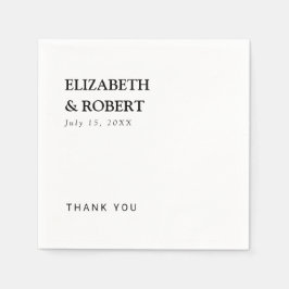 Minimalistische Schwarz-Weiß-Hochzeit Serviette