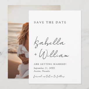 Minimalistische Schwarz-Weiß-Hochzeit speichert da Einladung