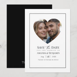 Minimalistische Schwarz-Weiß-Hochzeitsfoto Save The Date