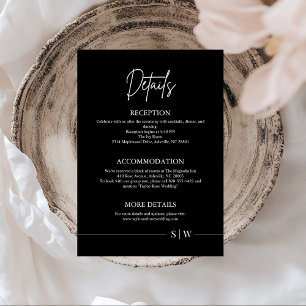 Minimalistische Schwarz-Weiß-Hochzeitskarte Begleitkarte