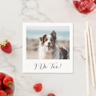 Minimalistische Schwarz-Weiß-Hunde-Foto-Hochzeit Serviette