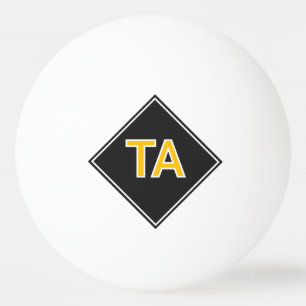 Minimalistische Schwarz-Weiß-Initialen Tischtennisball