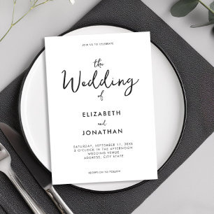 Minimalistische Schwarz-Weiß-Kalligrafie-Hochzeit Einladung