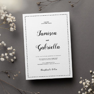 Minimalistische Schwarz-Weiß-Kalligraphie-Hochzeit Einladung