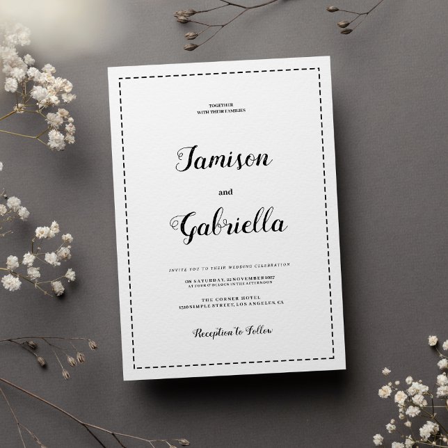 Minimalistische Schwarz-Weiß-Kalligraphie-Hochzeit Einladung (Minimalist black and white calligraphy Wedding )