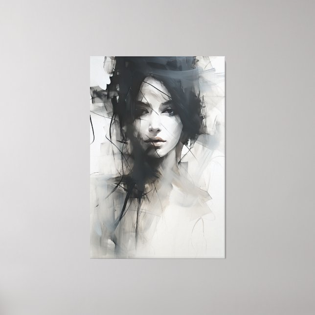 Minimalistische Schwarz-Weiß-Kunst | Ätherische Es Leinwanddruck (Vorderseite)