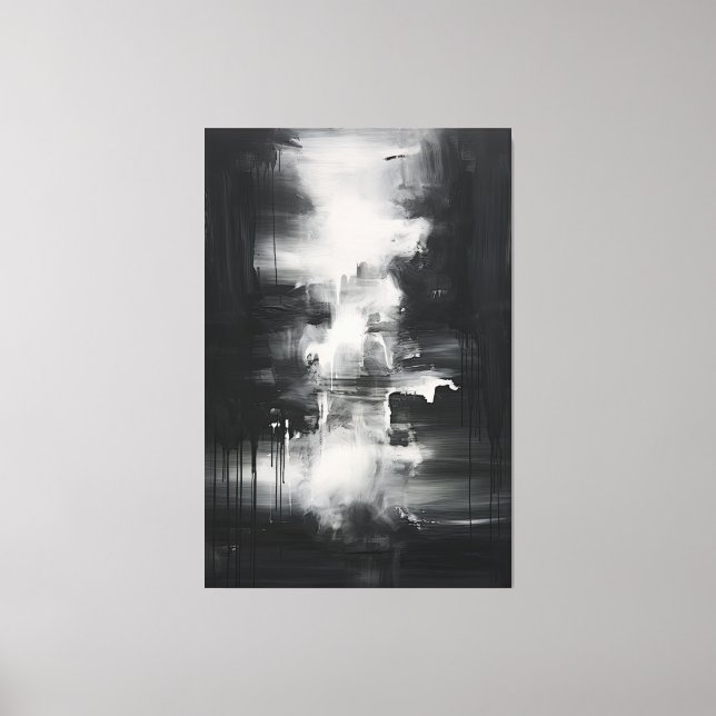 Minimalistische Schwarz-Weiß-Kunst | Mitternacht Leinwanddruck (Vorderseite)