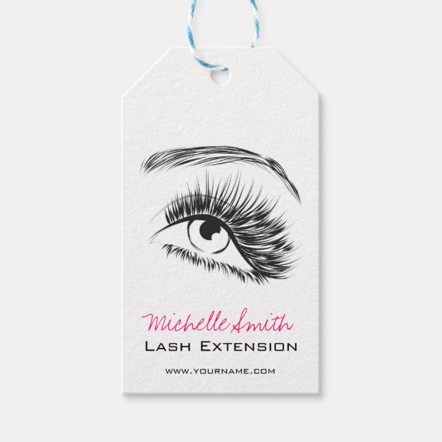 Minimalistische Schwarz-Weiß-Lash-Erweiterung Geschenkanhänger (Vorderseite)