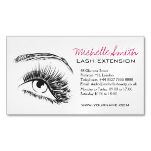 Minimalistische Schwarz-Weiß-Lash-Erweiterung Magnetische Visitenkarte