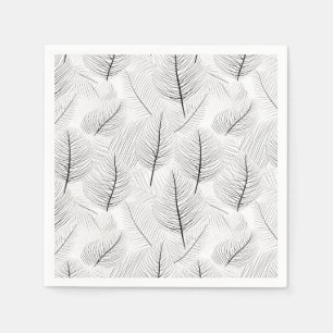 Minimalistische Schwarz-Weiß-Leaf-Linie Künstleris Serviette