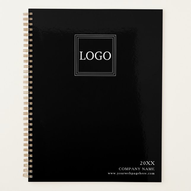 Minimalistische Schwarz-Weiß-Logo-Plane Planer (Vorderseite)