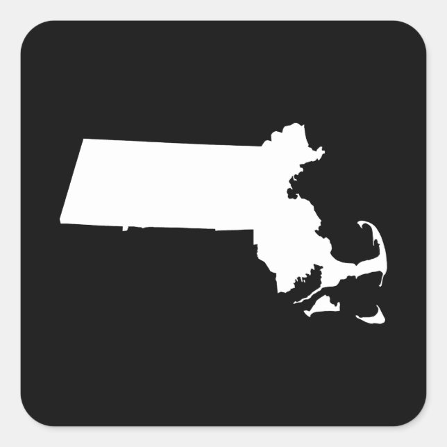 Minimalistische Schwarz-Weiß-Massachusetts Quadratischer Aufkleber (Vorderseite)
