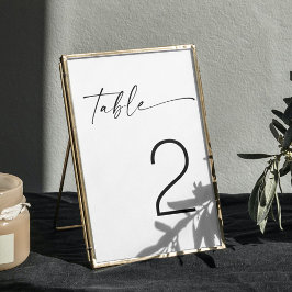 Minimalistische Schwarz-Weiß-Moderne Skripthochzei Tischnummer