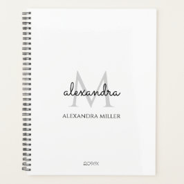 Minimalistische Schwarz-Weiß-Monogramm-Bezeichnung Planer