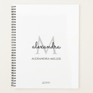 Minimalistische Schwarz-Weiß-Monogramm-Bezeichnung Planer