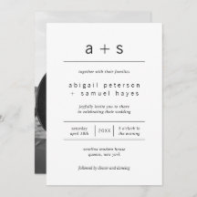 Minimalistische Schwarz-Weiß-Monogramm-Foto-Hochze