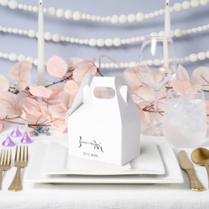 Minimalistische Schwarz-Weiß-Monogramm-Hochzeit Geschenkschachtel