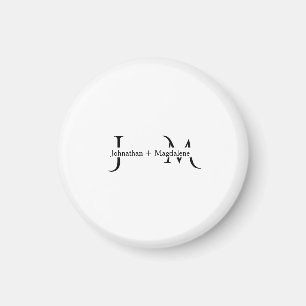 Minimalistische Schwarz-Weiß-Monogramm-Hochzeit Magnet