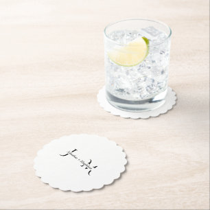 Minimalistische Schwarz-Weiß-Monogramm-Hochzeit Untersetzer