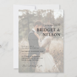 Minimalistische Schwarz-Weiß-Overlay-Foto-Hochzeit Einladung