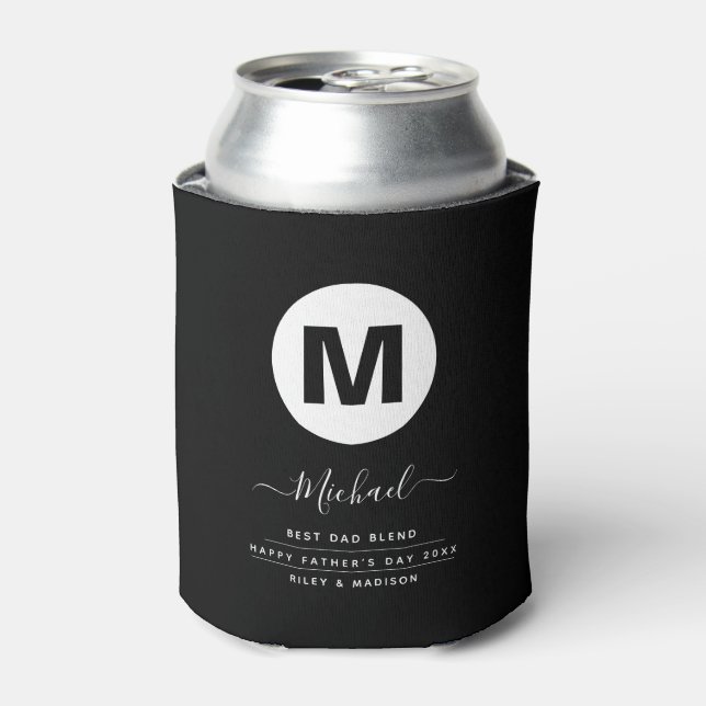 Minimalistische Schwarz-Weiß-Personalisierte Monog Dosenkühler (Kanne Vorderseite)