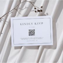 Minimalistische Schwarz-Weiß-QR-Code-RSVP-Karte