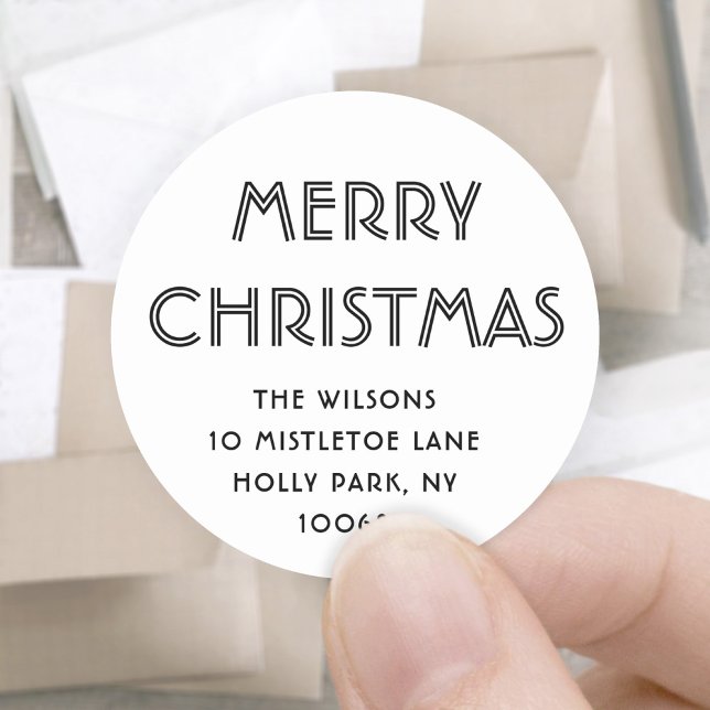 Minimalistische Schwarz/Weiß-Rücksendeadresse Runder Aufkleber (Von Creator hochgeladen)