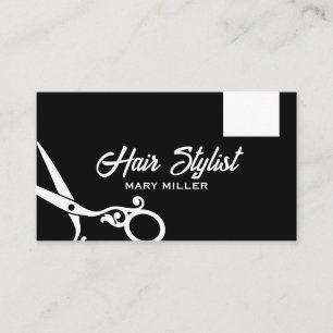 Minimalistische Schwarz-Weiß-Schere Friseur Visitenkarte