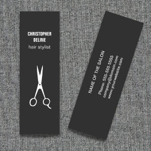 Minimalistische Schwarz-Weiß-Scheren-Haarstylle Mini Visitenkarte
