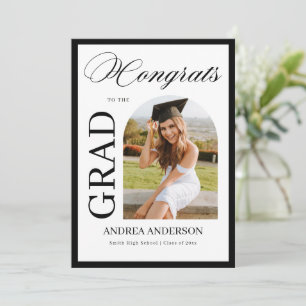 Minimalistische Schwarz-Weiß-Schrift Grad Party Fo Ankündigung