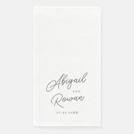 Minimalistische Schwarz-Weiß-Schrift Hochzeit Serviette