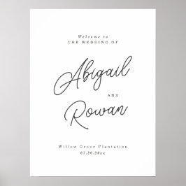 Minimalistische Schwarz-Weiß-Schrift Hochzeits-Wil Poster