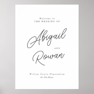 Minimalistische Schwarz-Weiß-Schrift Hochzeits-Wil Poster