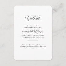 Minimalistische Schwarz-Weiß-Schrift-Hochzeitsdeta