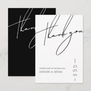 Minimalistische Schwarz-Weiß-Script-Typografie-Hoc Dankeskarte