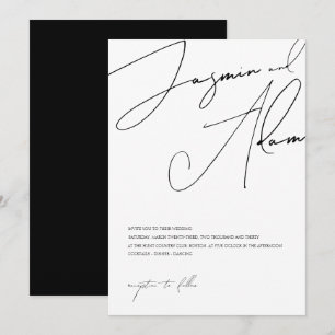 Minimalistische Schwarz-Weiß-Script-Typografie-Hoc Einladung