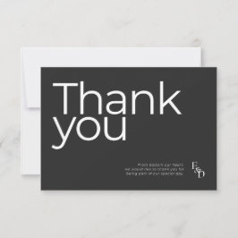 Minimalistische Schwarz-Weiß-Typografie-Hochzeit Dankeskarte