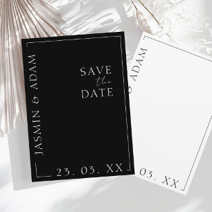 Minimalistische Schwarz-Weiß-Typografie-Hochzeit Save The Date